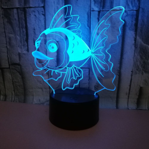 JUSTUP 3D Fisk Nattljus Lampa Illusion Nattljus 7 färgskiftande Touch Switch Bord Skrivbord Dekoration Lampor Present Akryl Platt