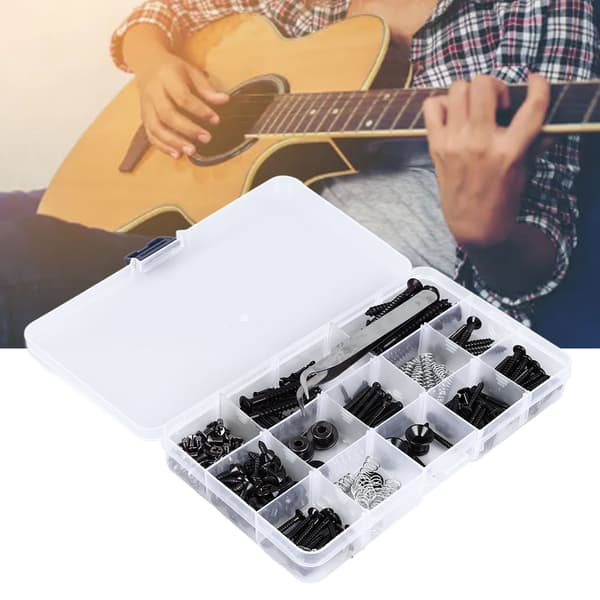 Elektrisk guitar skruesæt reparation luthier værktøjer rem spænde sæt dele tilbehør sort