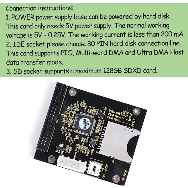 2 stk. SD SDHC-kort til IDE 3,5\" 40-bens hanadapter Han IDE harddiskdrevadapter