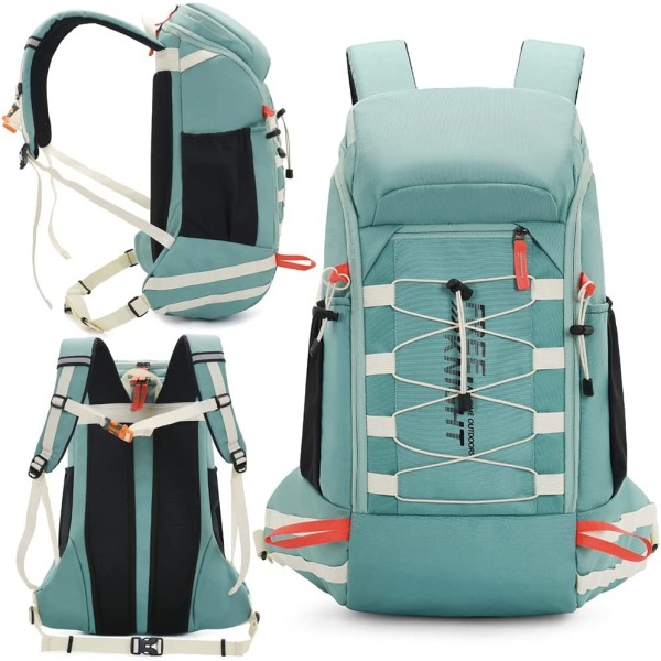 Vandringsryggsäck, campingryggsäck, 40L vattentät vandringsryggsäck, med cover, lätt reseryggsäck, grön
