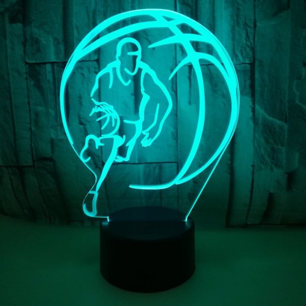 Qinwei Basketball Natlampe 3D Basketball Natlampe 16 Farver Optisk Illusion Touch Fjernbetjening med Akryl Bedste Fødselsdag Julegaver