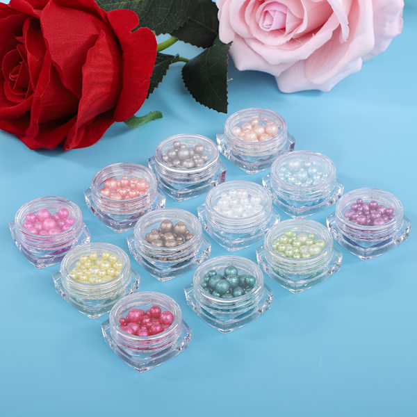 12 färger harts frostade pärlor nagelkonst dekoration 3D strass för DIY manikyr charm