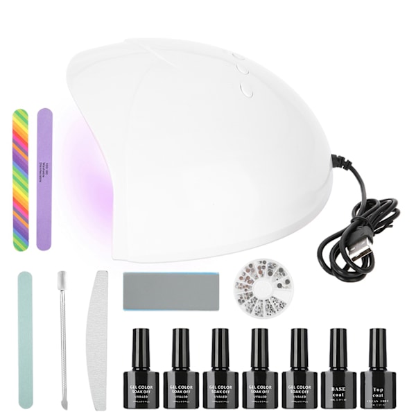 UV LED Gel Nail Art Set 36W UV Gel Torklampa Top&Base Manikyr Set Röd
