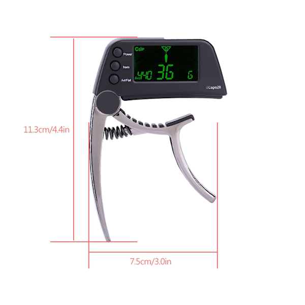 Meideal 2 i 1 TCapo20 Capo Tuner med LCD för gitarr bas(svart)