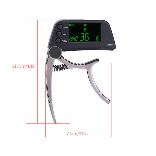 Meideal 2 i 1 TCapo20 Capo Tuner med LCD til Guitar Bass(Sort)