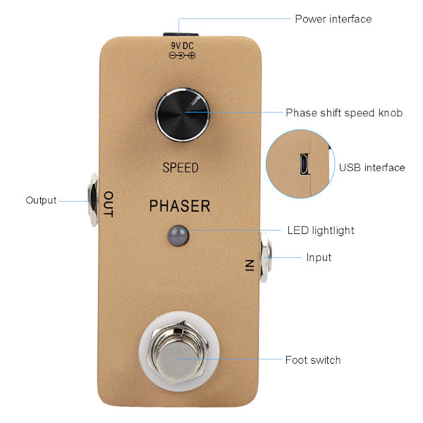 Phaser-effektlydprosessor Elektrisk gitar effektpedal Gitardeler Tilbehør