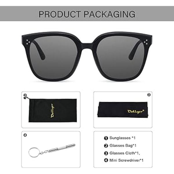 Retro Oversized Firkantede Solbriller til Kvinder Trendy Klassisk Stil Solbriller UV400 Beskyttelse B1:black