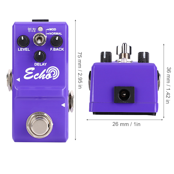 Mini Metal Shell Analog ECHO Gitarr Effekt Pedal med True Bypass Instrument Tillbehör