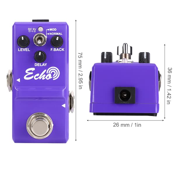 Mini Metal Shell Analog ECHO Kitaraefektipoljin True Bypass -instrumenttivarusteella