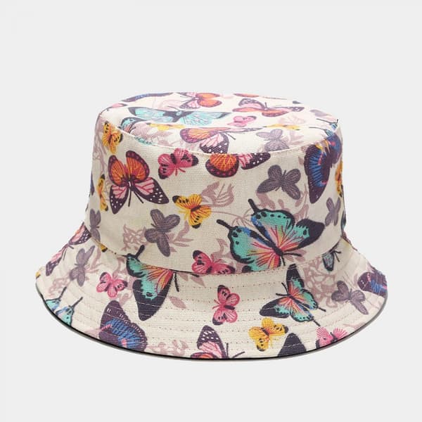 Pakkeligt vendbart sommerhat med sommerfugleprint
