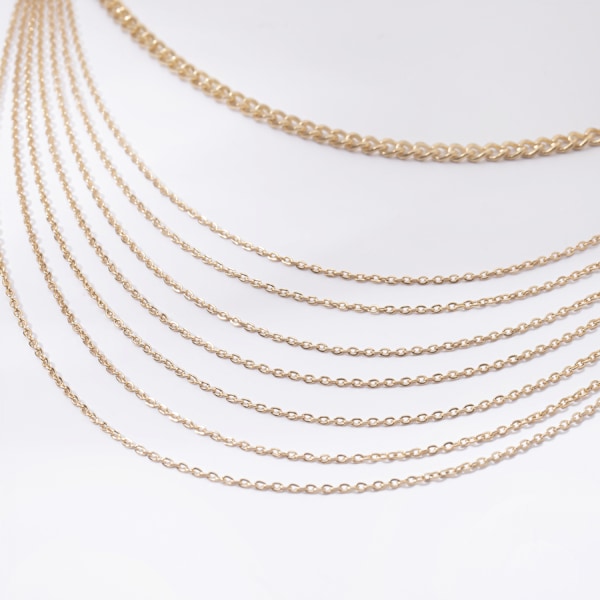 AVEKI Premium Hang Low Multi Link Chain 7-lagers midje kedja bälte i guldton för kvinnor