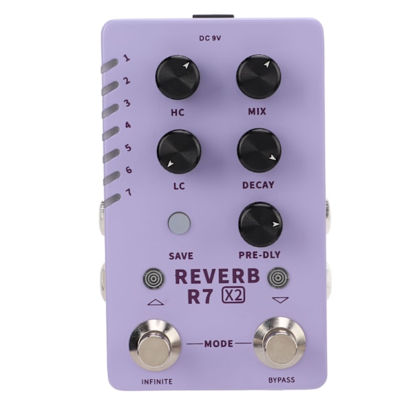 Reverb-efekti Stereokitaran Yksipedaali Esiasetuskytkimellä 14 Efektillä R7 X2 100‑240VEU Pistoke