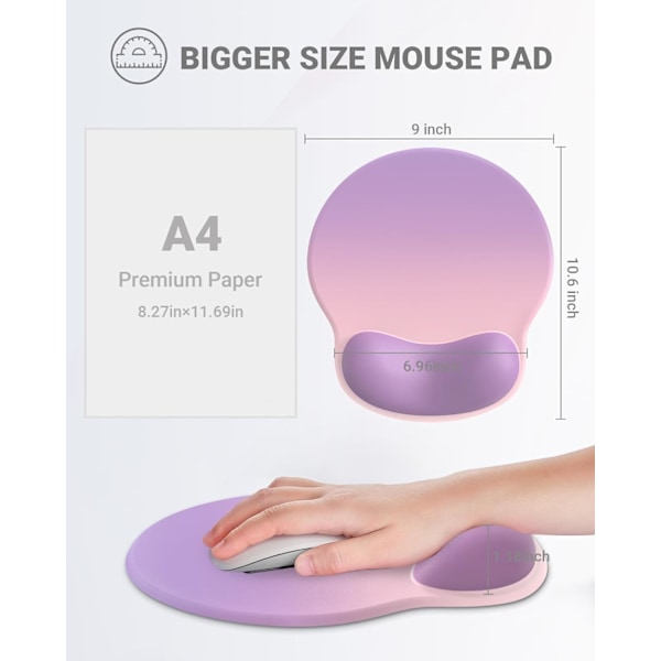 Ergonomisk Musematte med Håndleddstøtte, Komfortabel Musematte Håndleddstøtte, Lindrer Håndleddssmerter Gel Musematte, Sklisikker Gummisokkel Musematte
