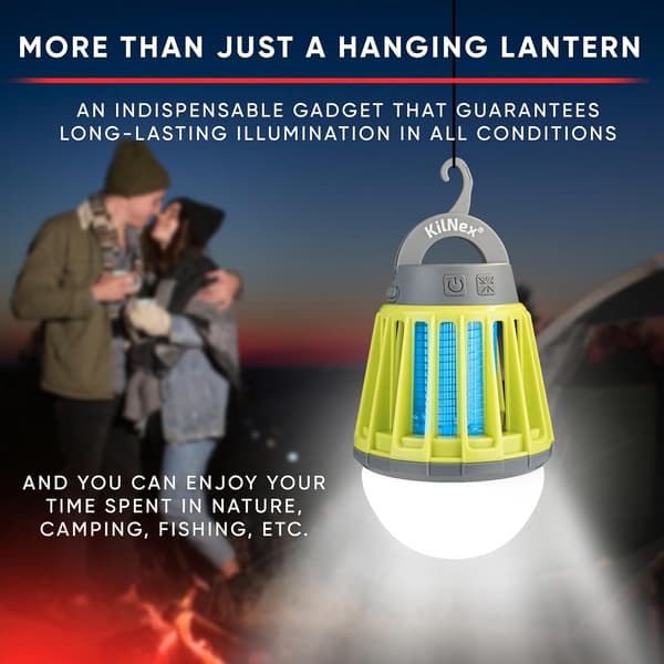 Campinglykta med myggskydd | Uppladdningsbart batteri, USB Type-C-laddning | Vattentät IP67 | Vitt och rött ljus | Compa black