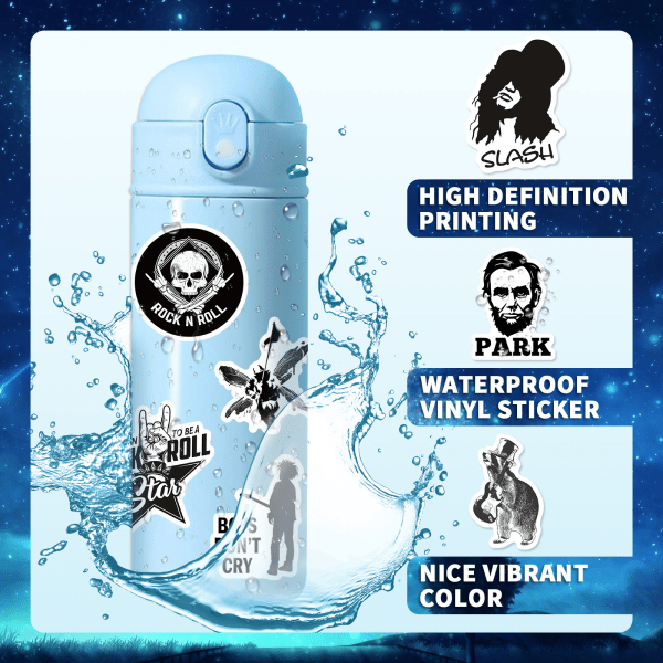Metal Rock Stickers, set med 50, vattentät och UV-beständig, perfekt för alla dina prylar