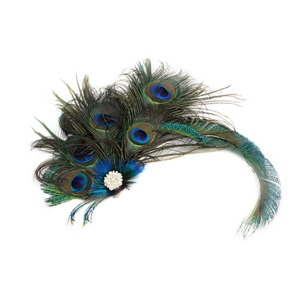 Påfuglfjær Fascinator Klips Hodeplagg Hodeplagg Flapper Hårklips Kentucky Gatsby Tea Party Bryllup Derby Ytelse for Kvinner Grønn