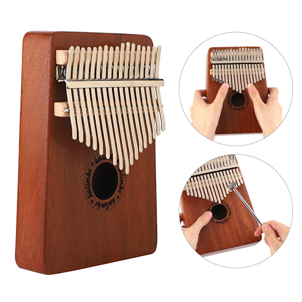 Mini Kalimba i trä med 17 tangenter, tumfingerpiano, musikinstrumentset, bärbar