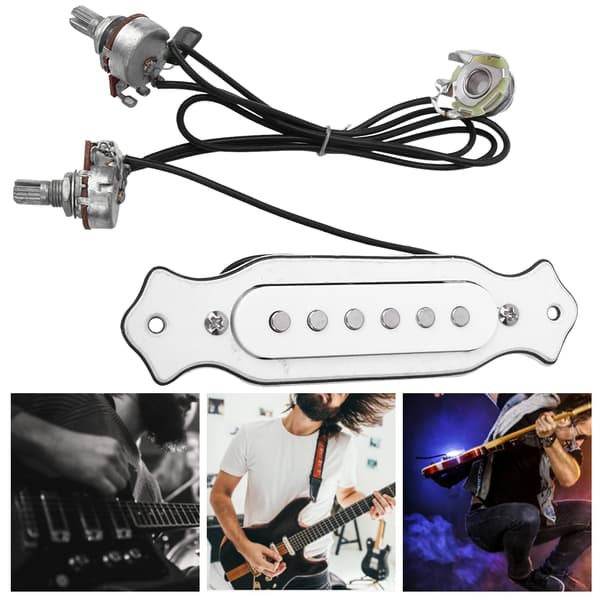 6 Strängar Pickup Krets ABS Hölje Ljudhål Magnetisk för Akustisk Elgitarr(Vit)