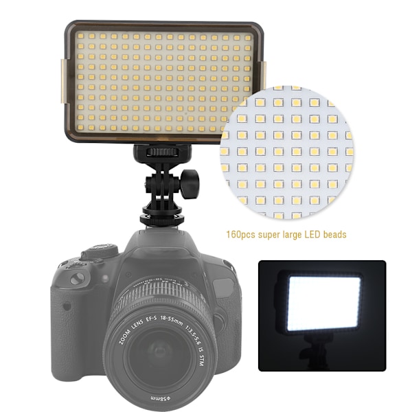 PAD160 LED-videoljus 3200-6000K dimbara fyllningsljus Fotograferingslampset