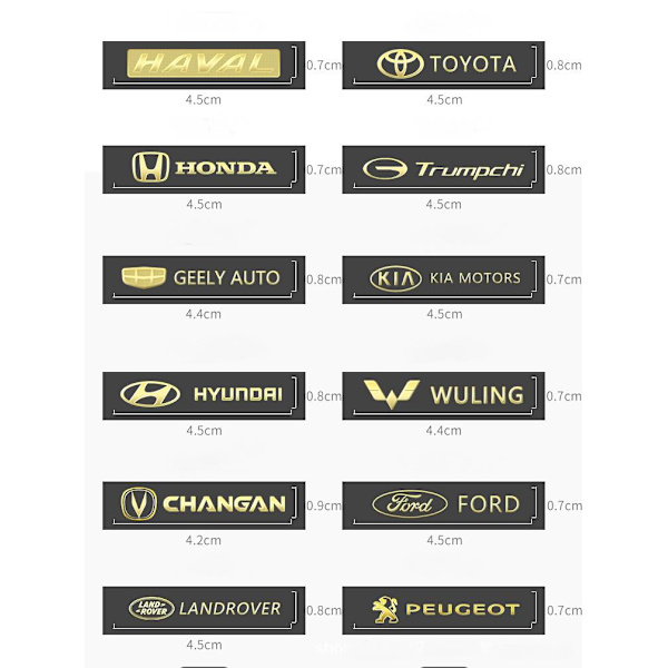 Bilsticker i metal til bil - kreativt billogo dekorationssticker - Kia [Guld Metal Stickers 10 stk]