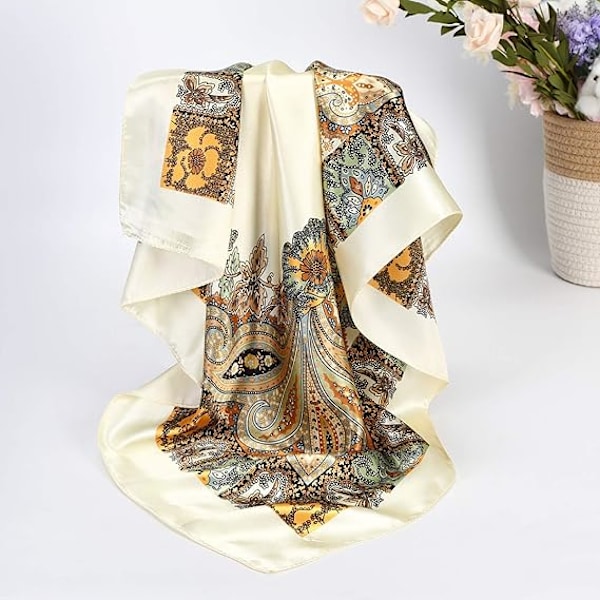 35” Satin Store Firkantede Hovedtørklæder - 4 stk. Silkelignende Hals tørklæde Hår Sovende Wraps Satin Silke Tørklæder til Kvinder, A