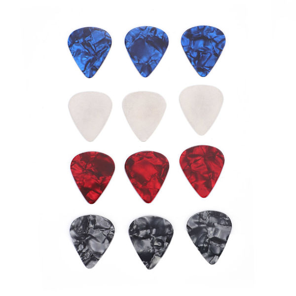 HEMA 12 st plektrum för gitarr 0,3 mm 0,96 mm 1,2 mm 1,5 mm Tillbehör till musikinstrument
