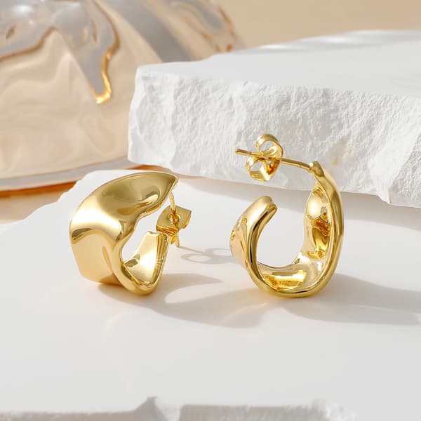 Gullbelagte knutedråpeøreringer for kvinner, tykke statement-øreringer, lette, hypoallergene motesmykker gold