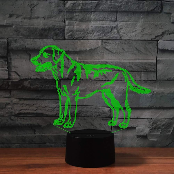 WJ 3D Gullhund Fjernkontroll 16 Farger Nattlys Illusjon Akryl LED Bordlampe Sengesidelampe Barn Soverom Skrivebord Dekor Bursdagsgaver Leke for Barn