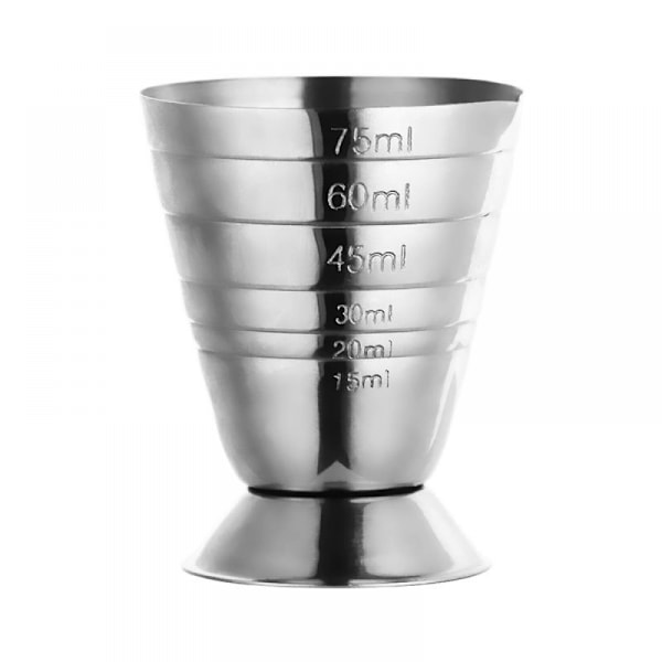 Mätkopp i rostfritt stål, 2,5 oz, 75 ml, 5 msk, cocktailmått, 2-pack (silver)