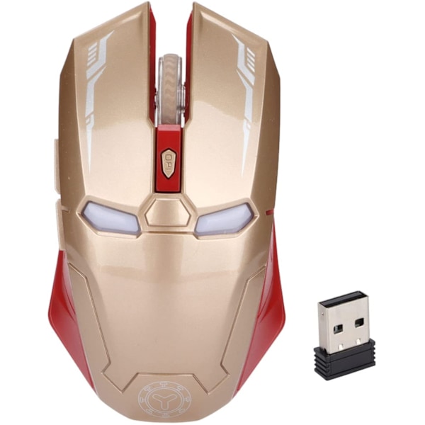 Trådlös mus, trådlös anslutning USB-mus för dator för spel med hög precision Superhjälteform (guld)