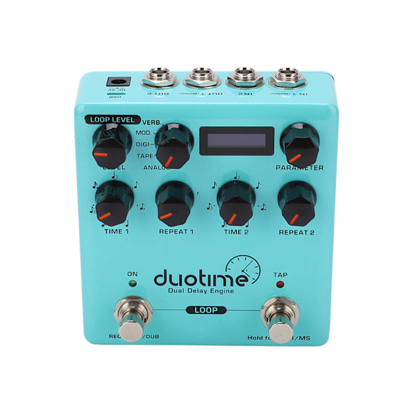 Dual Delay Engine Effekt Elektrisk Gitar Flere Modus Forsinkelser Pedal med 40 Sekunders Stereo Loop