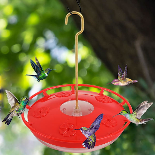 Kolibrin syöttölaitteet ulkokäyttöön - Ei vuoda kolibrin syöttölaitetta, helppo puhdistaa ja täyttää, korkea näkymäpaikka, 5 syöttöporttia, täydellinen H