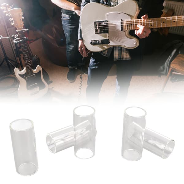 5PCS Elektrisk Gitarr Slides Transparent Glas Cylindrisk Slide Tone Bar 61MM Längd