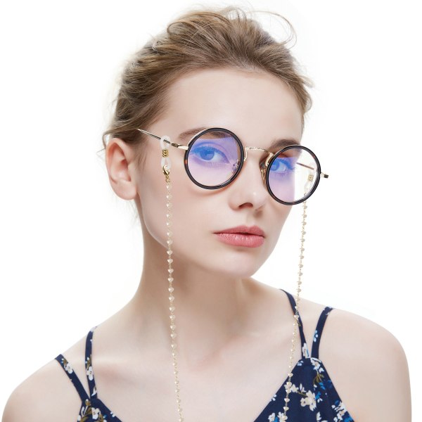 3st vintage glasögonkedjor och linor - Crystal Beads Halsband för solglasögonhållare (guld, silver, roséguld)