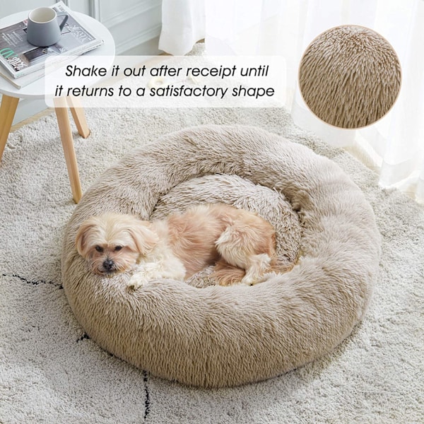 Rolig Hundebed & Kattebed, Anti-Angst Donut Hundekosebed, Varmende Koselig Myk Hund Rundt Bed  (Bunt/27\")