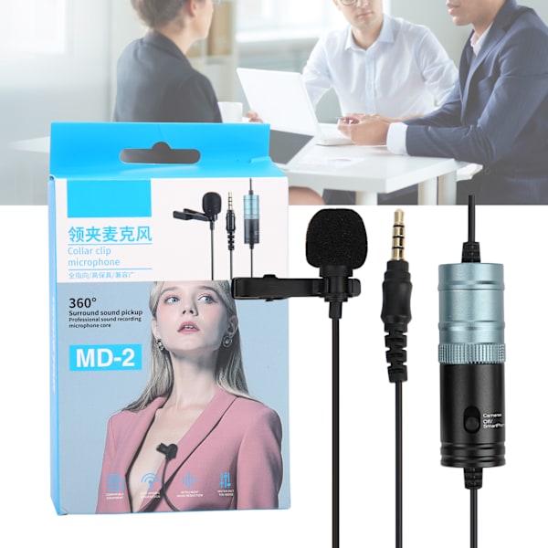 Lavalier Kondensatormikrofon MIC för professionell inspelning av intervjuer