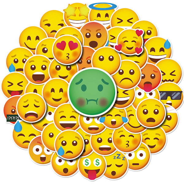 Sjove Emoji-klistermærker, sæt med 50, vandtætte og UV-bestandige, perfekte til alle dine gadgets