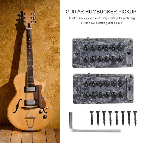 Celluloid Magnet Halsbro Pickup Humbucker til LP SG Jazz Guitar (Grå Sort)