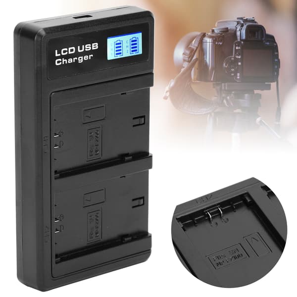 LCD-skjerm Litiumbatteri Dobbel lader USB-ladebase for NPFZ100