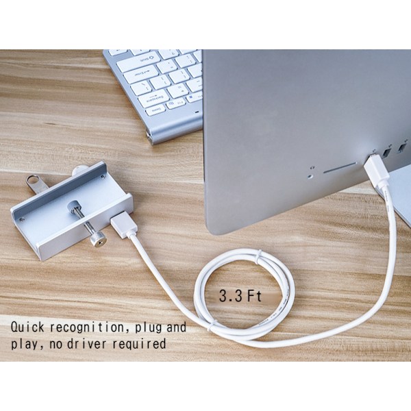 MH4PU Snap-in USB3.0-hub och splitter för bärbar dator Snap-in-förlängningshub