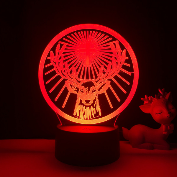 Jagermeister nattlys med 16 farger og fjernkontroll, 3D-illusjonslampe, dekorativt festlys for barnerom - svart base