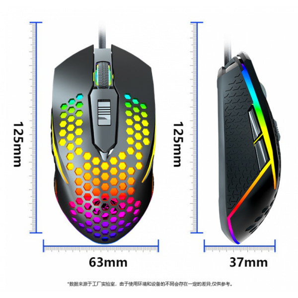 Gamingmus, kablet ergonomisk gamingmus med 6 programmerbare knapper, for Windows PC-spillere (svart)