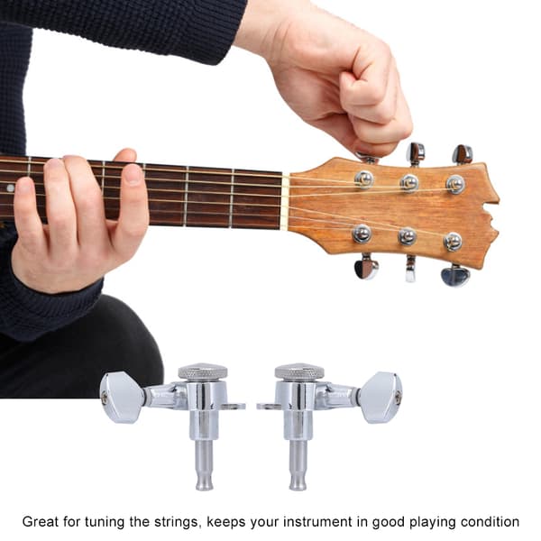 Guitar Tuning Key Pegs String Tuned Machine Head Full Sealed Locking Tuner (Sølv)