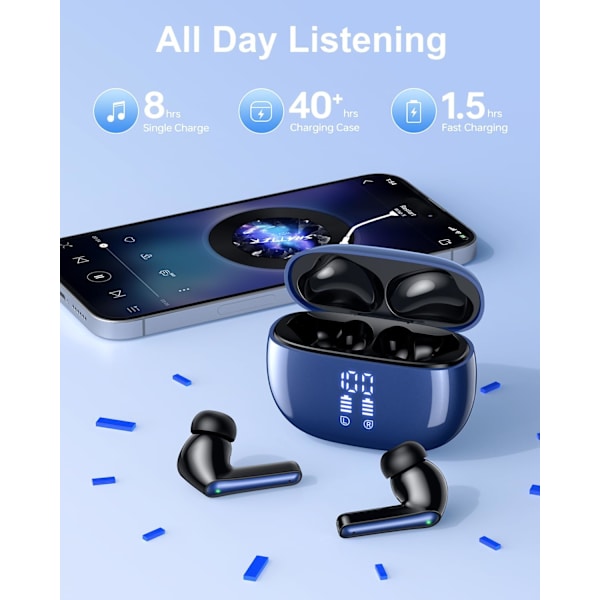 Langattomat nappikuulokkeet Bluetooth-kuulokkeet, 40 tunnin toistoaika Stereo IPX5 vedenpitävät nappikuulokkeet, LED-virranäyttö Langattomat nappikuulokkeet