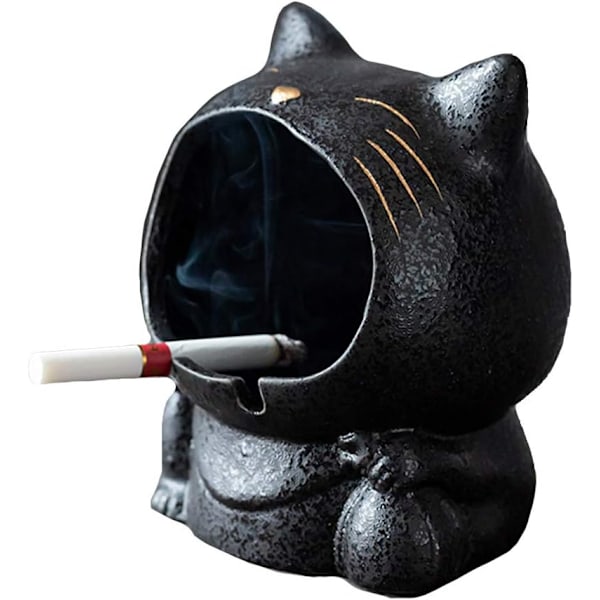 Ceramic Cat Shape Ashtray Ornament Storage Box