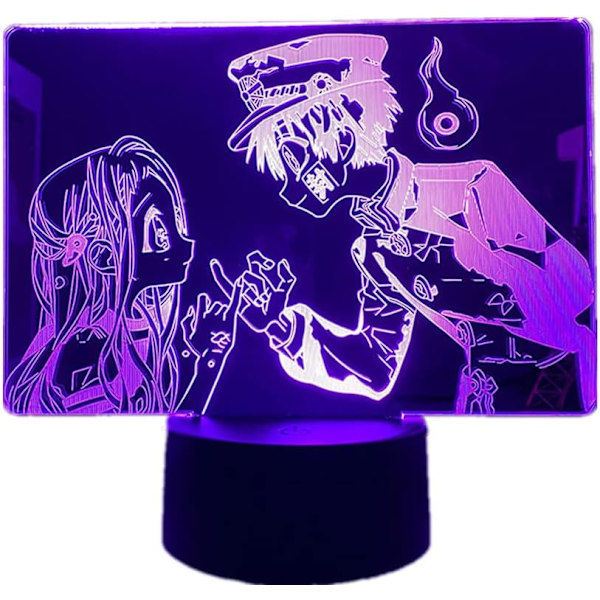 Anime Lampe Toilet-Bound Hanako Kun og Yahiro Nene 3D Illusion Natlys til Børn USB/Batteridrevet Touch/Fjernbetjening RGB 16 Farveændringer
