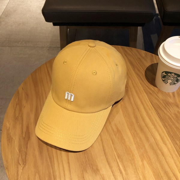 Mode enkel M-bokstavsbroderi baseballkeps cap brätte solhatt spetsad cap，gul