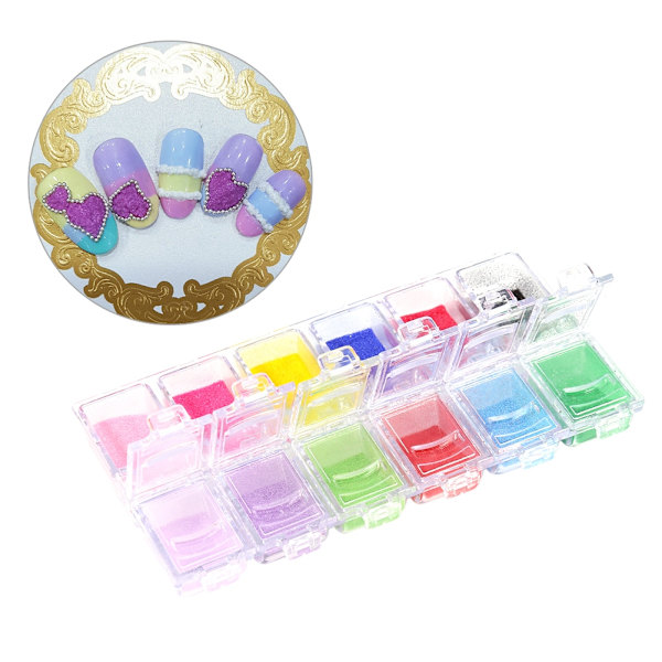 12 färger nagelkonst tips polsk UV-gel akrylpulver damm pigment 3D manikyr dekoration