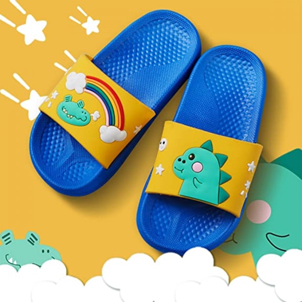 Pojkar och flickor sandaler tofflor dinosaurie sommar halkfri mjuk simbassäng utomhus strand inomhus badrum bad ---- Royal Blue（Storlek 34/35）