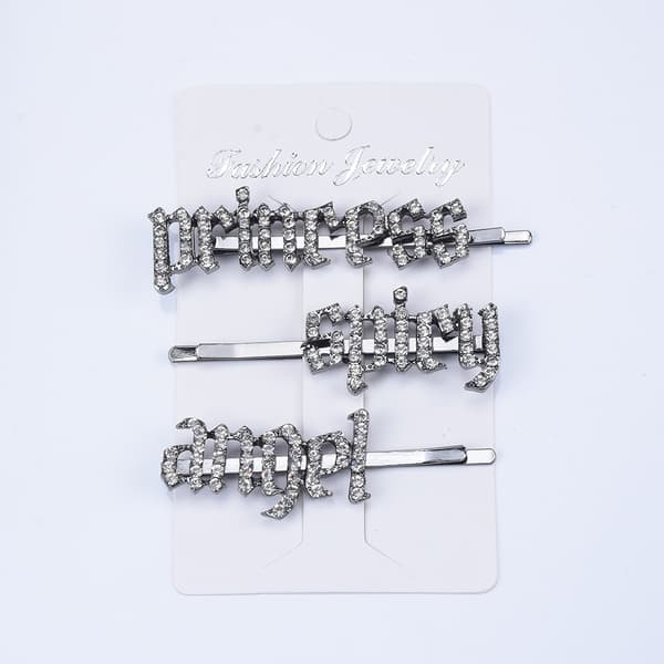 Brev rhinestones tredelt hårklippesett Hårtilbehør hodeplaggsett hårklips sideklips klips